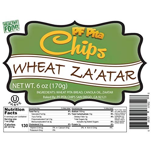 Pf Pita Chips Whole Wheat Zaatar 6Oz Container