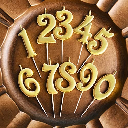 Phd Cake 10-Count 0-9 Gold Number Birthday Candles, Number One B