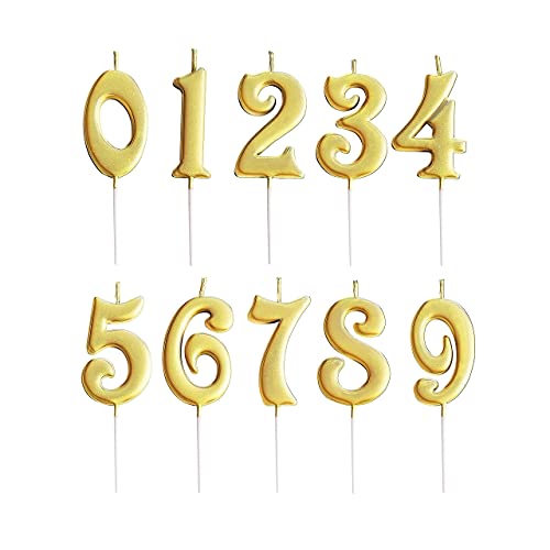 Phd Cake 10-Count 0-9 Gold Number Birthday Candles, Number One B