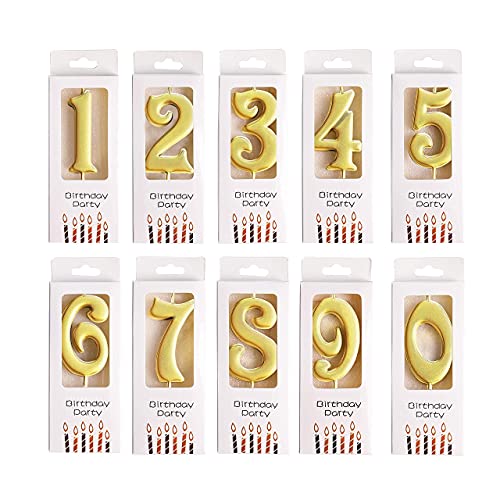Phd Cake 10-Count 0-9 Gold Number Birthday Candles, Number One B