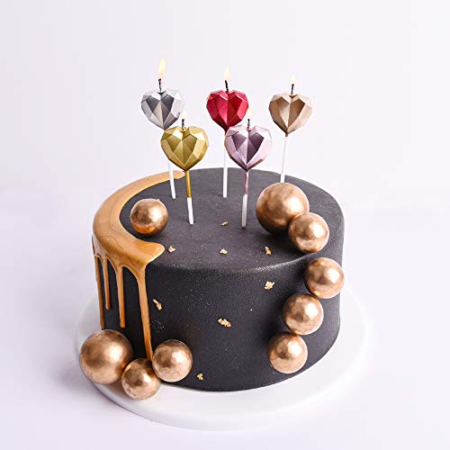 Phd Cake 10-Count Heart Birthday Candles Long Lasting For Cake P