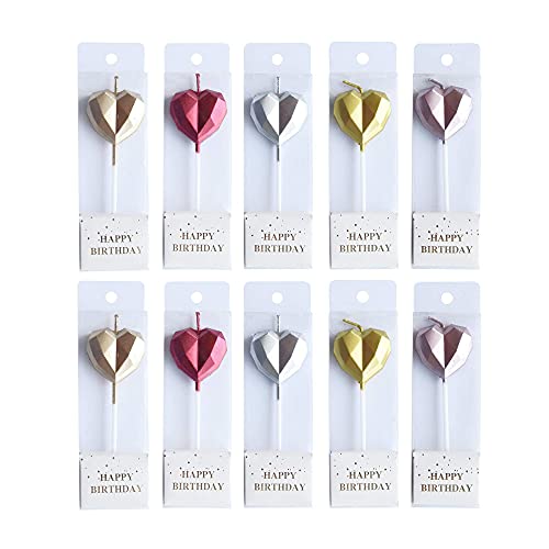 Phd Cake 10-Count Heart Birthday Candles Long Lasting For Cake P