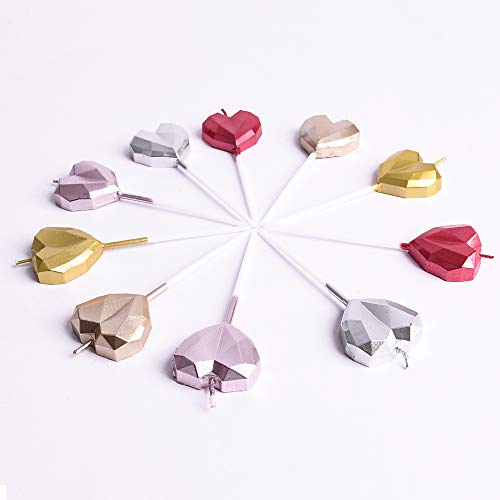 Phd Cake 10-Count Heart Birthday Candles Long Lasting For Cake P