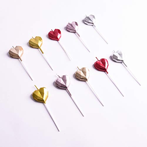 Phd Cake 10-Count Heart Birthday Candles Long Lasting For Cake P