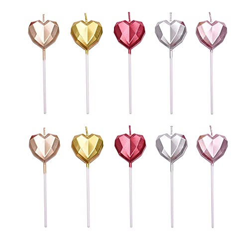 Phd Cake 10-Count Heart Birthday Candles Long Lasting For Cake P