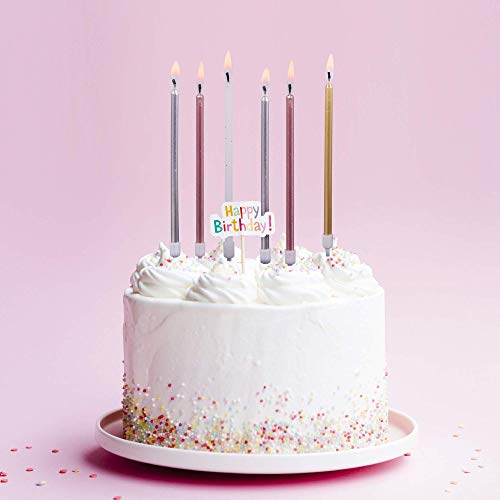 Phd Cake 24-Count Long Birthday Candles In Holders In Gold Silve