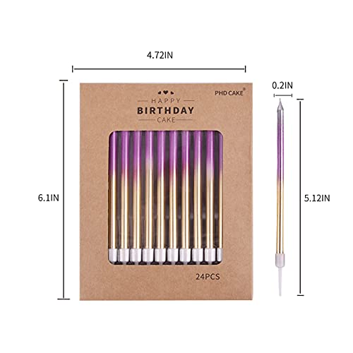 Phd Cake 24-Count Multicolor Long Thin Birthday Candles For Cake