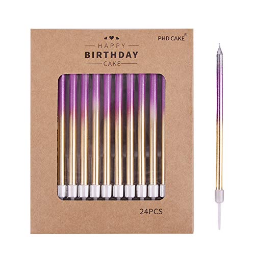 Phd Cake 24-Count Multicolor Long Thin Birthday Candles For Cake