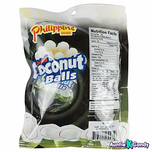 Philippine Brand Dried Coconut Balls Chewy Fruit Snack, 3 Pack,
