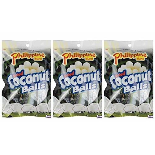 Philippine Brand Dried Coconut Balls Chewy Fruit Snack, 3 Pack,