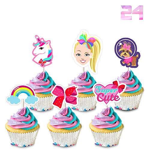 24 Jojo Cupcake Toppers Birthday Party Cake Decorations - Unicor