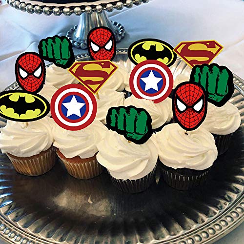 32 Superhero Cupcake Toppers Cake Topper Decorations Birthday Pa