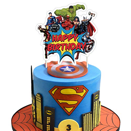 Superhero Cake Topper Birthday Cake Cupcake Decorations Party Su