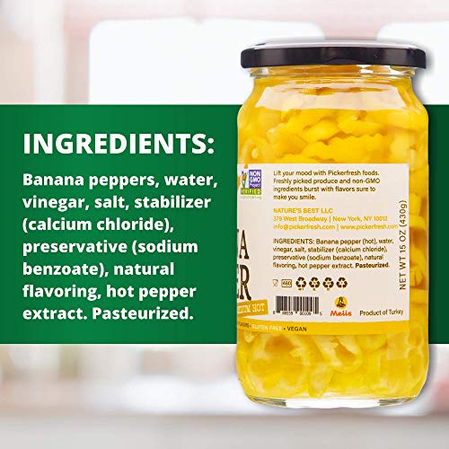 Pickerfresh Banana Peppers | Deli-Sliced Pepper Rings | Mild Del
