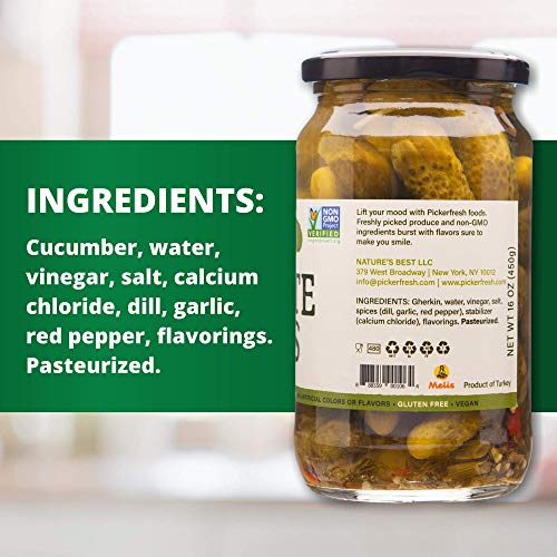 Pickerfresh Kosher Petite Dills | Garlic, Dill &Amp; Red Pepper Corn