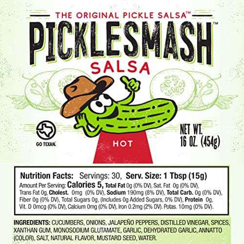 Picklesmash Pickle Salsa - Hot - 6 Pack - Sugar Free Salsa, Topp