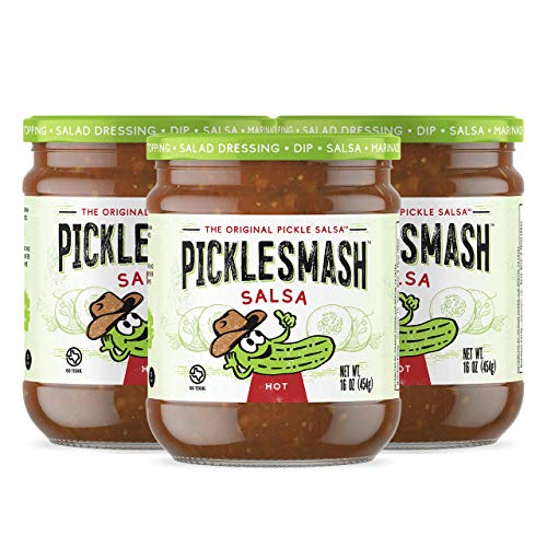 Picklesmash Pickle Salsa - Hot - 6 Pack - Sugar Free Salsa, Topp