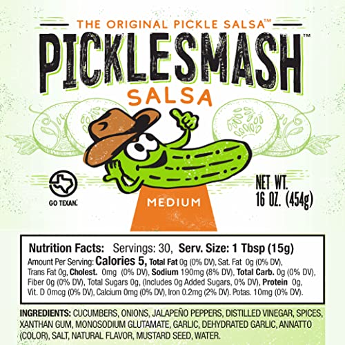 Picklesmash Pickle Salsa - Medium - 3 Pack - Sugar Free Salsa, T