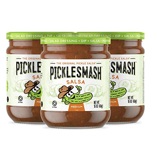 Picklesmash Pickle Salsa - Medium - 3 Pack - Sugar Free Salsa, T