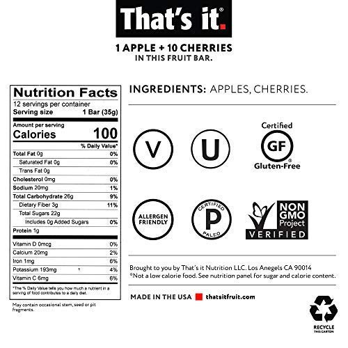 Thats It Fruit Bar - Apple And Cherry - Case Of 12 - 1.2 Oz