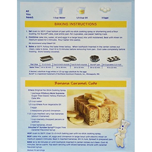 Pillsbury Moist Supreme Sugar Free Classic Yellow Premium Cake M