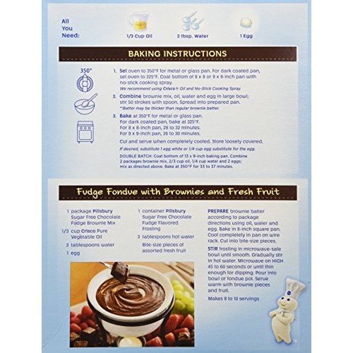 Pillsbury Sugar Free Chocolate Fudge Brownie Mix, 12.35 Oz. Pac