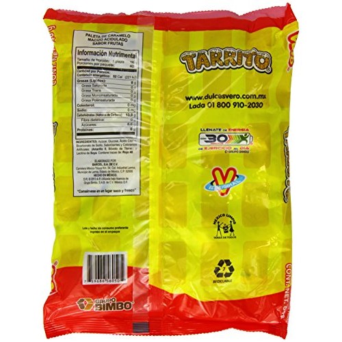 Vero Mexican Candy Tarrito Fruit Flavored Lollipops - 40 Pieces