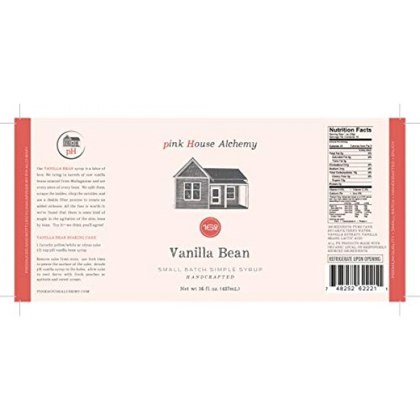 Pink House Alchemy Vanilla Bean - Simple Syrup 16 Oz Cocktail Dr