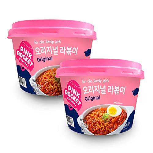 Instant Tteokbokki Pink Rocket Korean Rice Cake With Ramen Noodl