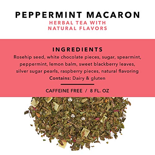 Pinky Up Peppermint Macaron Loose Leaf Tea, Herbal Tea, Caffeine