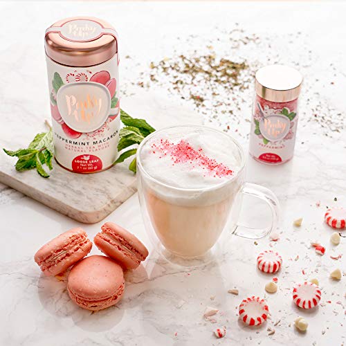 Pinky Up Peppermint Macaron Loose Leaf Tea, Herbal Tea, Caffeine