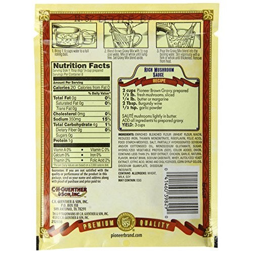 Pioneer Brown Gravy Mix, 1.61 Ounce Pack Of 12