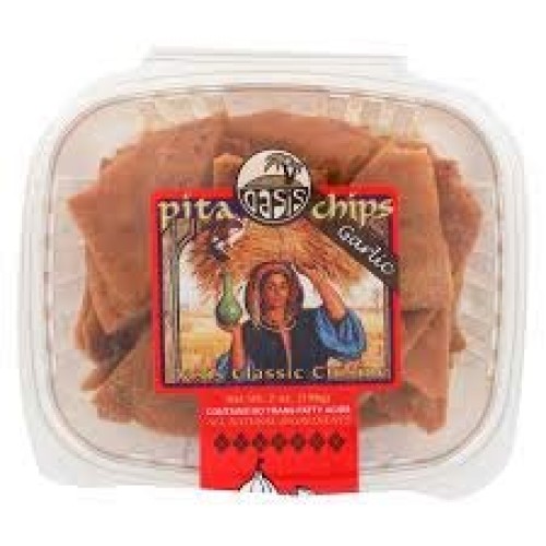Pita Chips Garlic 7Oz Container 3 Pack By Oasis Foods