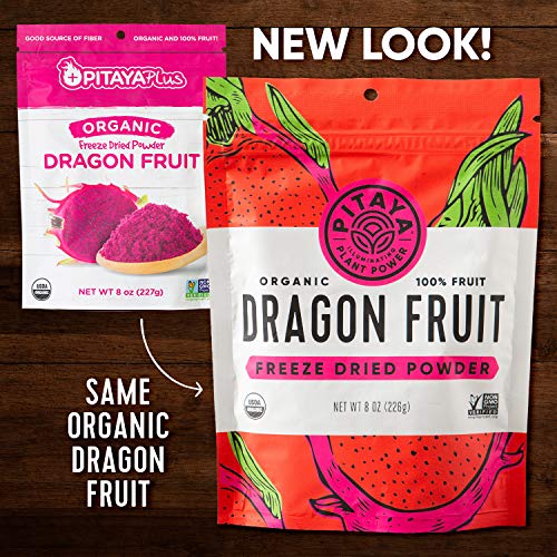 Pitaya Plus, Organic Freeze Dried Red Dragon Fruit Powder, Usda