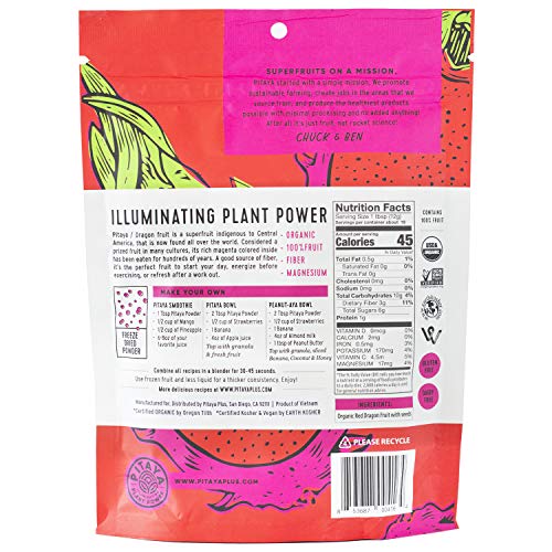 Pitaya Plus, Organic Freeze Dried Red Dragon Fruit Powder, Usda