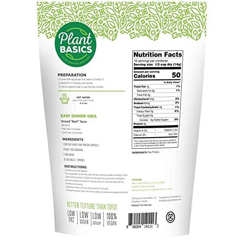 Plant Basics - Hearty Plant Protein - Unflavored Crumbles, 8 Oz