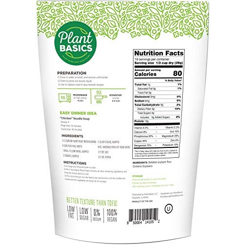 Plant Basics - Hearty Plant Protein - Unflavored Chunks, Non-Gmo