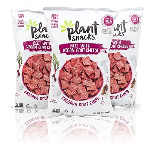 Plant Snacks Beet with VEGAN Goat Cheese Mix Cassava Root Chips,...