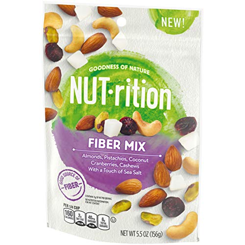 Nut-Rition Fiber Mix Mixed Nuts 5.5 Oz Bag, Pack Of 8 - Trail