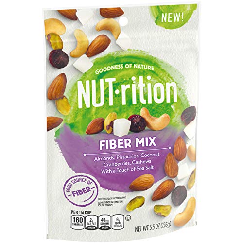 Nut-Rition Fiber Mix Mixed Nuts 5.5 Oz Bag, Pack Of 8 - Trail
