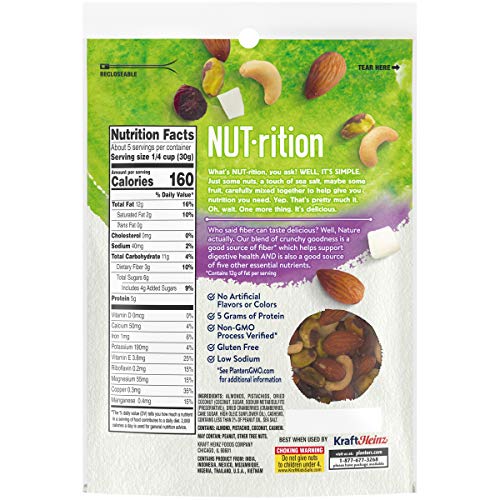 Nut-Rition Fiber Mix Mixed Nuts 5.5 Oz Bag, Pack Of 8 - Trail
