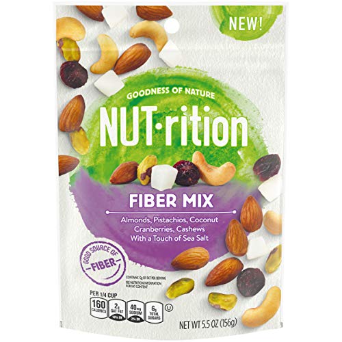 Nut-Rition Fiber Mix Mixed Nuts 5.5 Oz Bag, Pack Of 8 - Trail