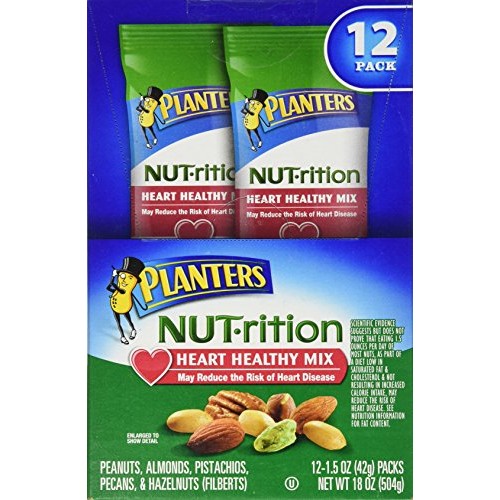 Scs Planters Nut-Rition Heart Healthy Mix - 1.5 Oz. Bags - 12 Ct.