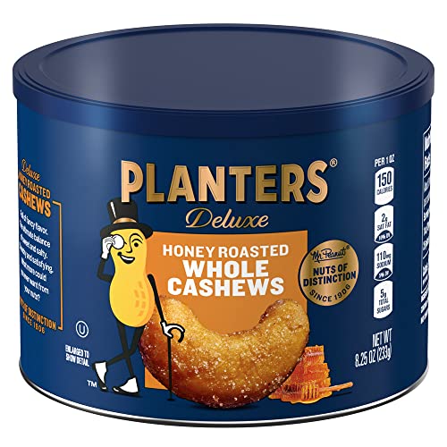 Planters Deluxe Honey Roasted Whole Cashews 8.25 Oz Jar