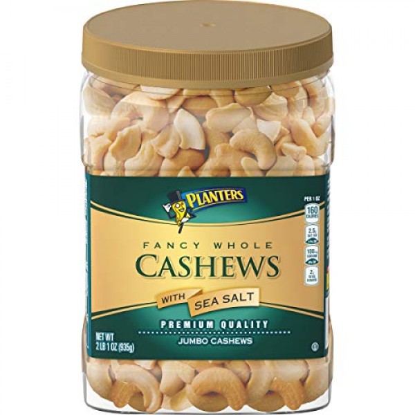 PLANTERS Fancy Whole Cashews with Sea Salt, 33 oz. Resealable Ja...