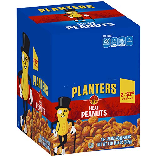 Planters Heat Peanuts 1.75 Oz Packets, Pack Of 18