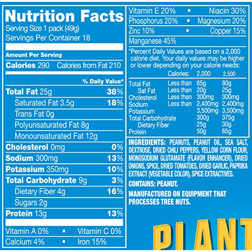 Planters Heat Peanuts 1.75 Oz Packets, Pack Of 18