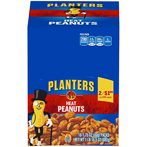 Planters Heat Peanuts 1.75 Oz Packets, Pack Of 18