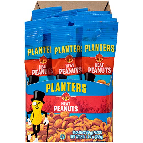 Planters Heat Peanuts 2.25 Oz Packets, Pack Of 15