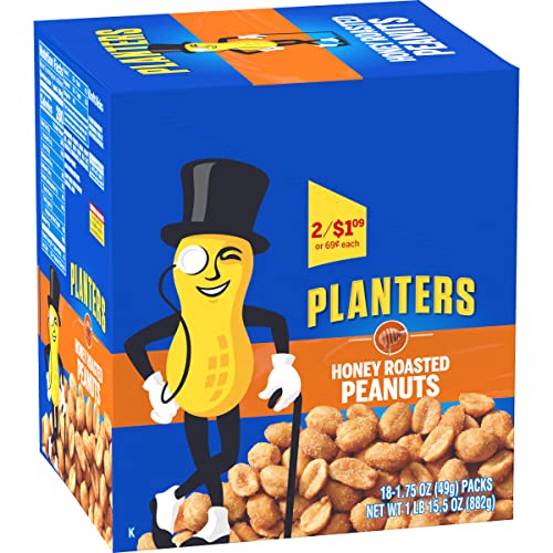 Planters Honey Roasted Peanuts, 1.75 oz Tubes Pack - 36